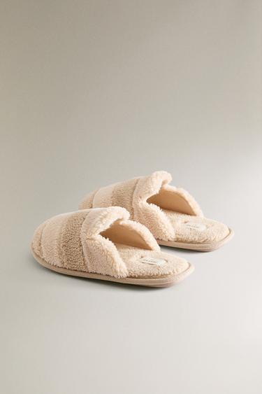 KIDS' FAUX SHEARLING MULE SLIPPERS - Light beige by Zara - Image 3