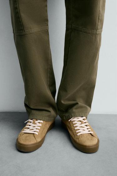 BASKETS EN CUIR - Marron camel de Zara - Image 2