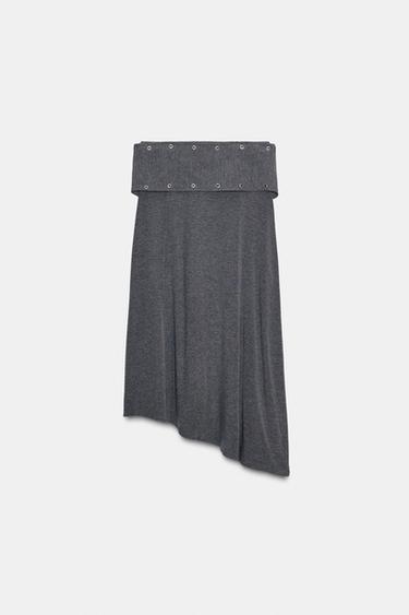 JUPE MI-LONGUE SOUPLE À CLOUS - Gris chiné de Zara - Image 6