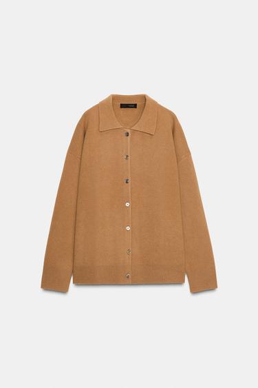 GILET 95% LAINE OVERSIZE - Marron clair de Zara - Image 4