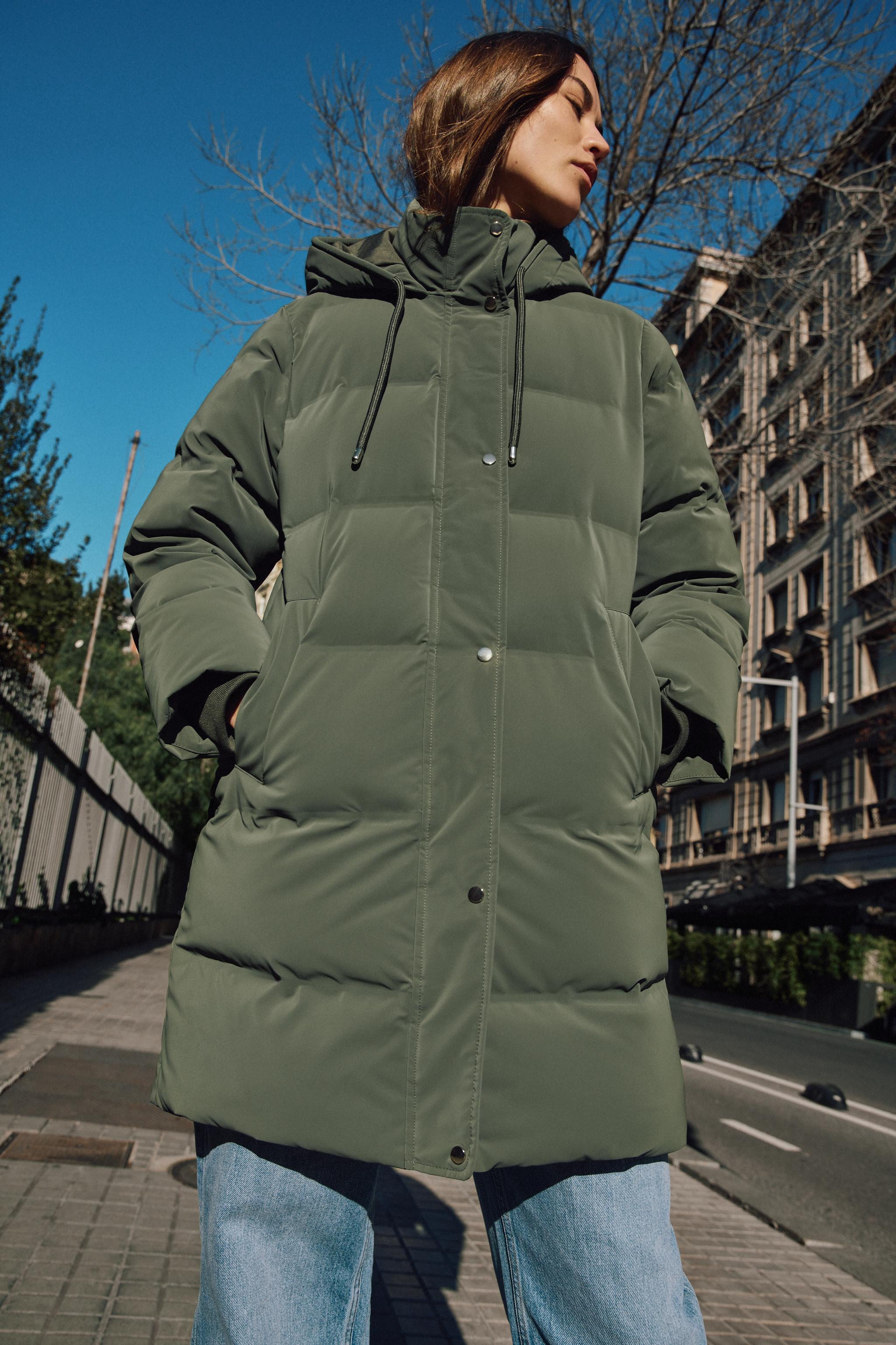 ANORAK MI-LONG TISSU EFFET GOMME COUPE-VENT