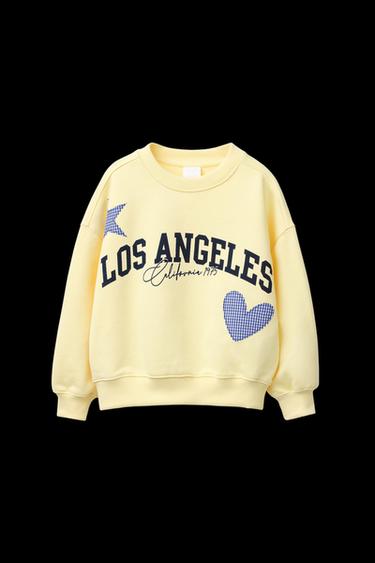 GINGHAM CHECK SLOGAN SWEATSHIRT - Yellow by Zara - Image 0