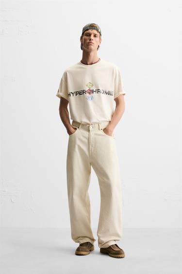 Zara COMBINATION PRINT T-SHIRT - Ecru - Image 0
