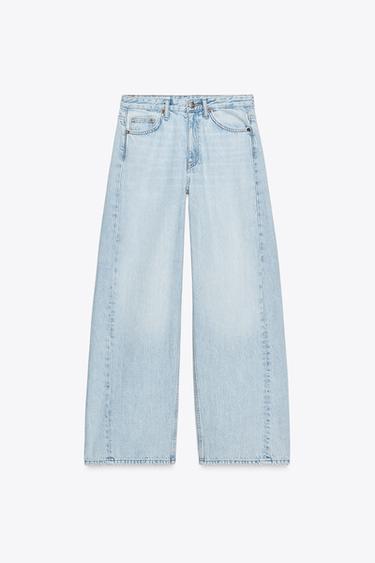 Zara TRF HIGH WAIST WIDE LEG JEANS - Light blue