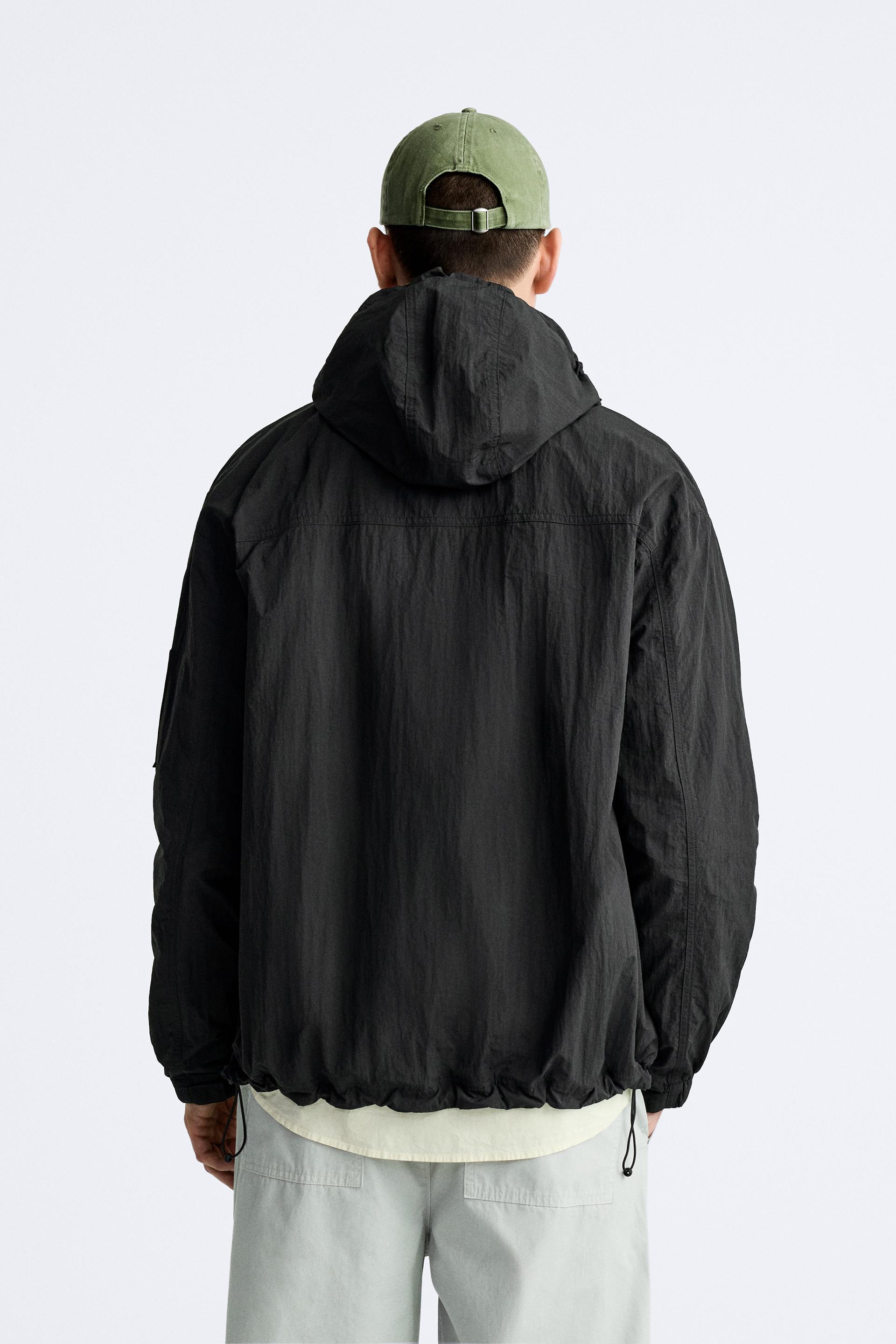 HOODED TECHNICAL JACKET - Black