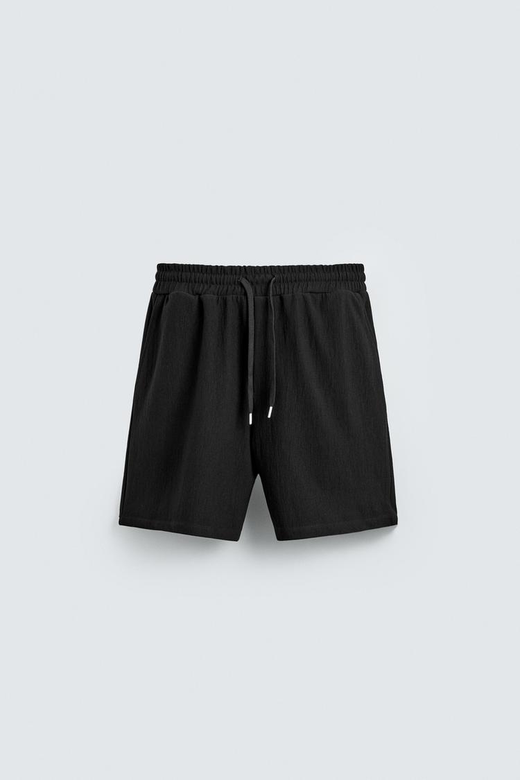 ZARA TEXTURED JOGGER BERMUDA SHORTS