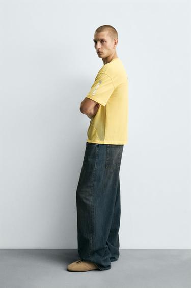 T-SHIRT WITH SLOGAN PRINT - Yellow by Zara - Image 3