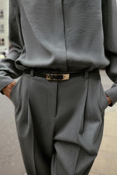 TROUSERS WITH BELT - Grey by Zara - Image 2