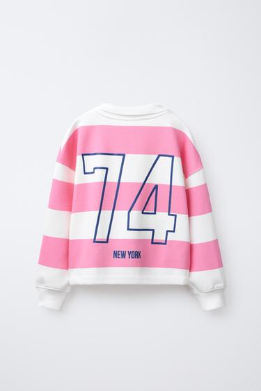 STRIPED POLO NECK SWEATSHIRT - Pink by Zara - Image 1