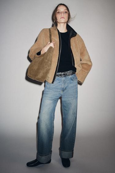 ZW COLLECTION FAUX SHEARLING DOUBLE-FACED JACKET - Mid-camel by Zara
