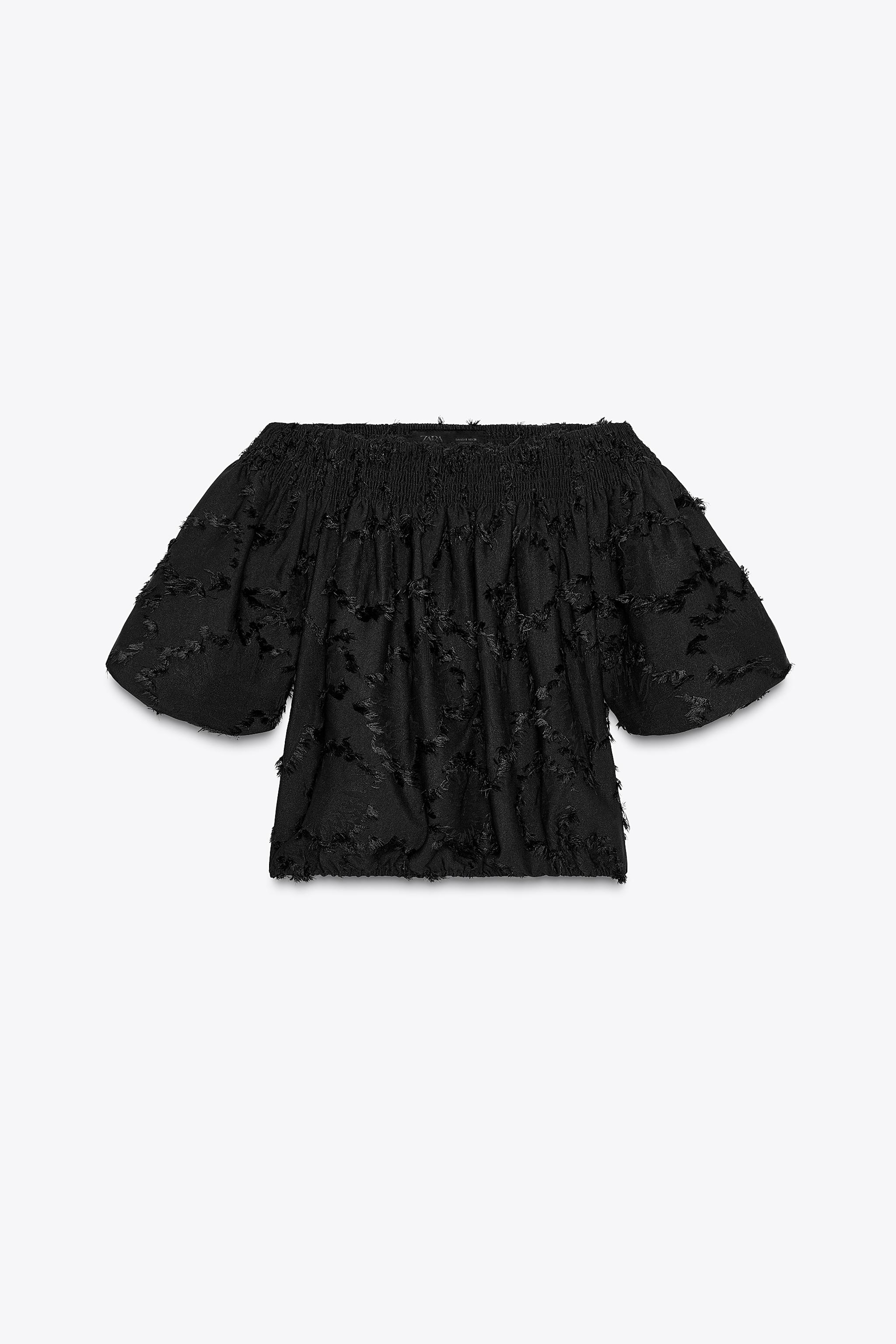フリンジ付きパフトップ - ブラック | ZARA Japan / 日本