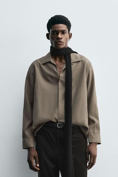 Zara FLOWY POLO SHIRT - Sand