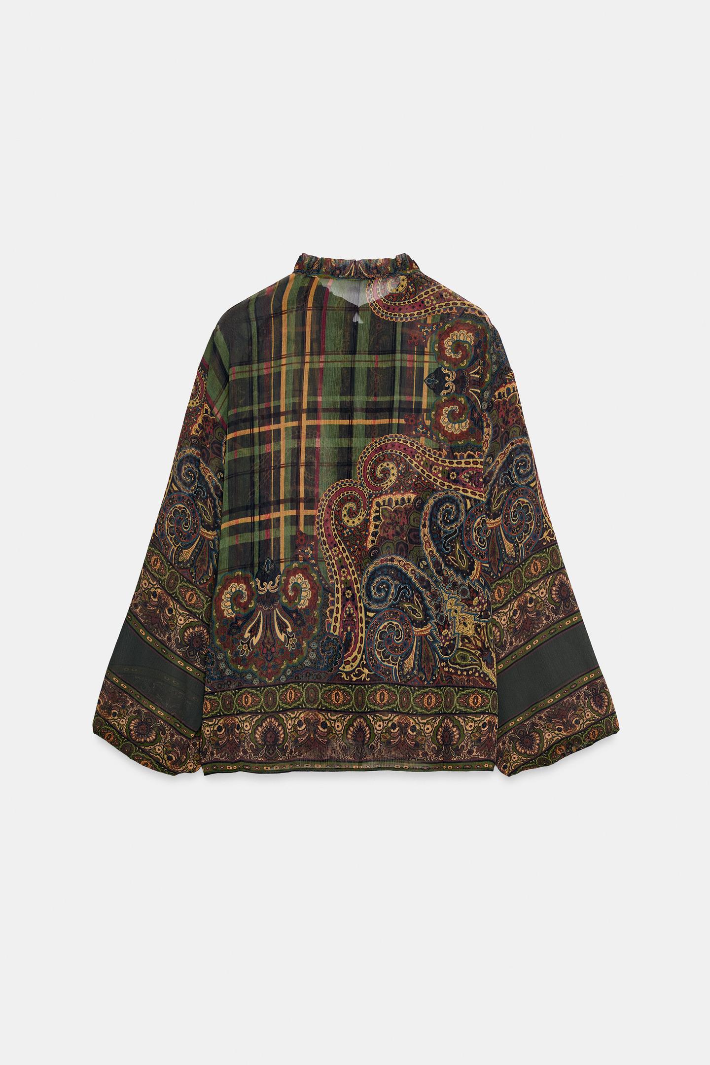 Женская блузка Zara Printed Bow Blouse, цвет: Разноцветный — фото 7