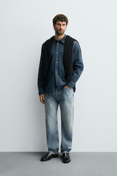 WASHED DENIM SHIRT - Blue by Zara - Image 0