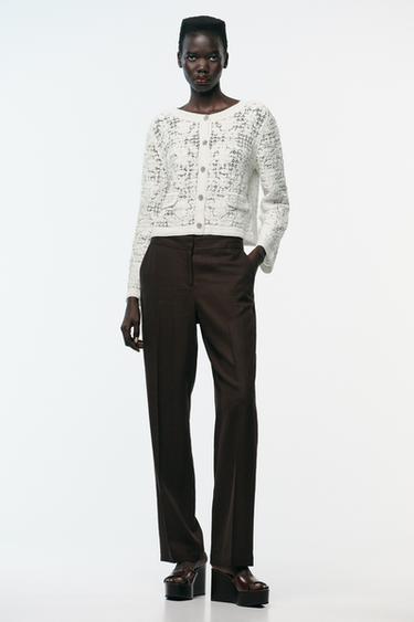 HÄKELJACKE MIT KNÖPFEN - Cremefarben von Zara