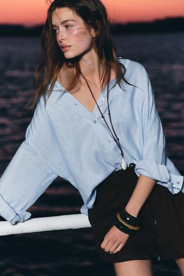 BERMUDA BOXER MET LINNEN - Bruin van Zara