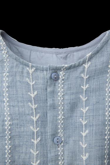EMBROIDERED ROMPER - Blue marl by Zara