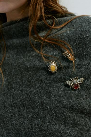 PACK OF 3 INSECT BROOCHES — Golden 2