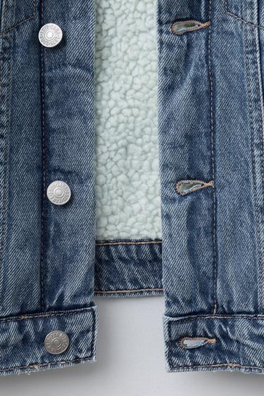 DENIM JACKET WITH FAUX SHEARLING - Faded blue by Zara - Image 7