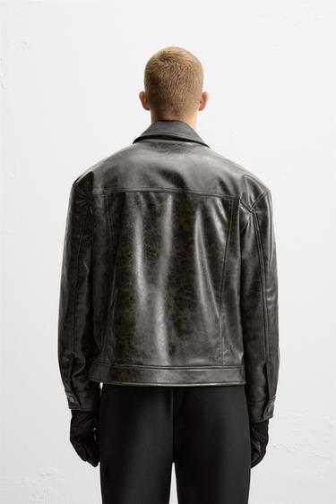 LEATHER EFFECT JACKET - Green by Zara - Image 2