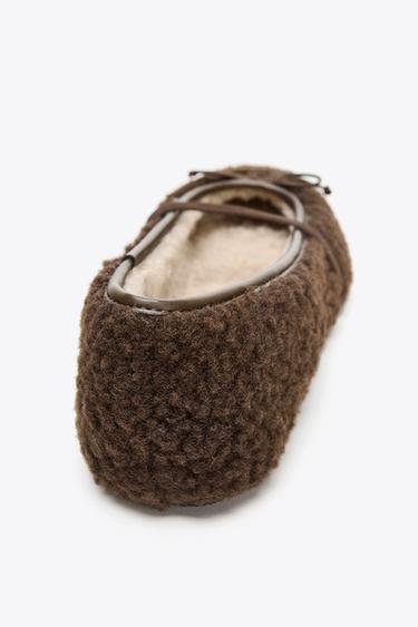 BORG EFFECT BALLERINAS - Brown by Zara - Image 5