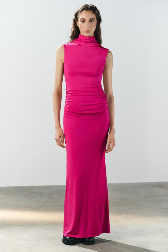 LONG DRESS WITH OPEN BACK - Fuchsia by Zara - Image 0
