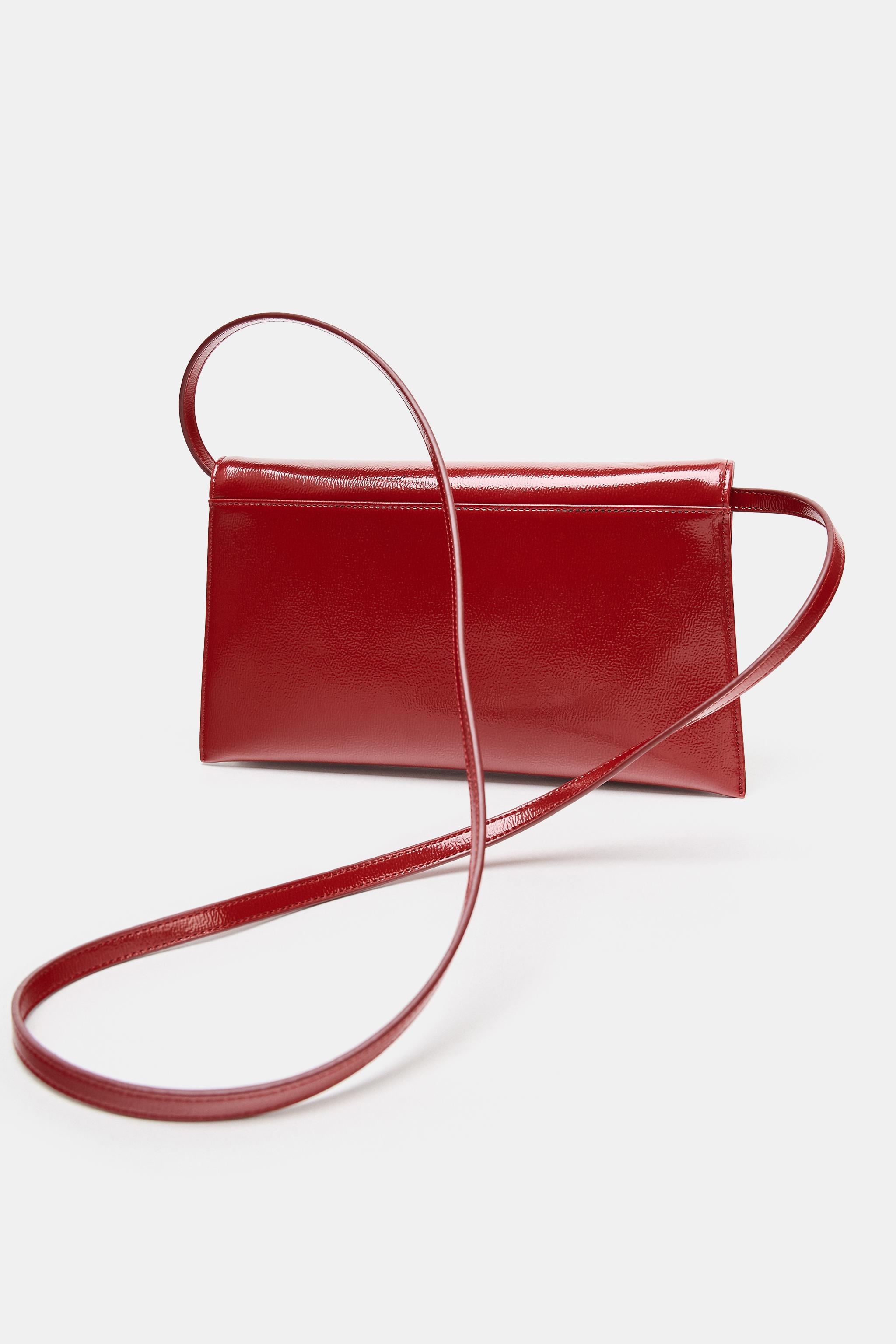 PATENT EFFECT SHOULDER BAG - Red | ZARA United States
