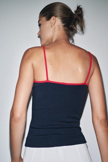 CONTRAST STRAP VEST TOP - red/navy by Zara - Image 1