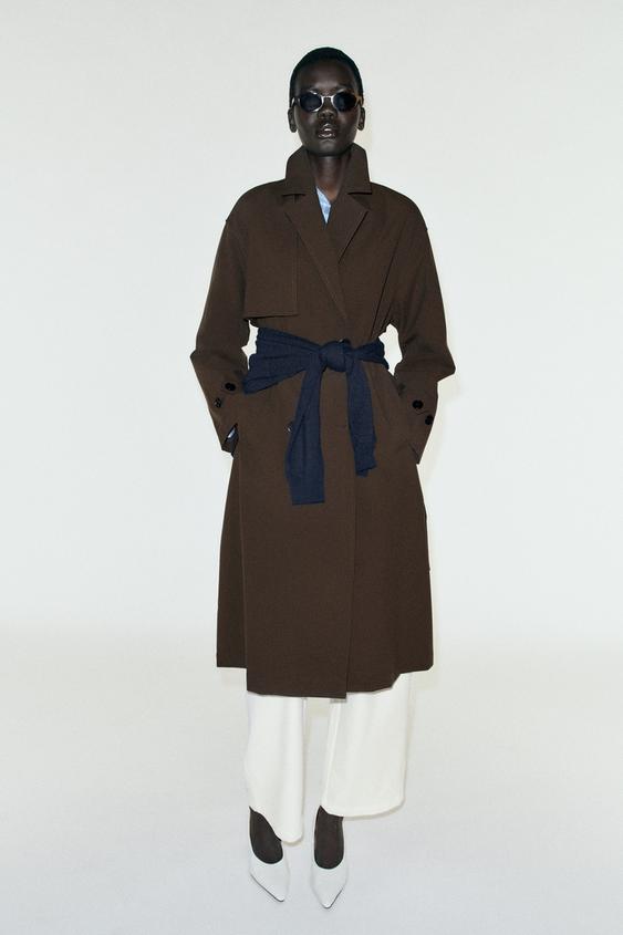 WATERAFSTOTENDE EN WINDDICHTE TRENCHCOAT MET CEINTUUR - Bruin van Zara - Afbeelding 0