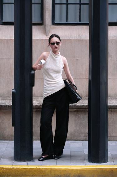 Zara TRF 中腰燈籠牛仔褲 - 黑色