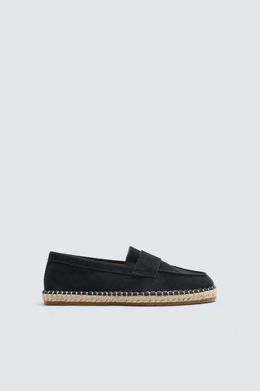 LEATHER PENNY STRAP ESPADRILLES - Blue by Zara