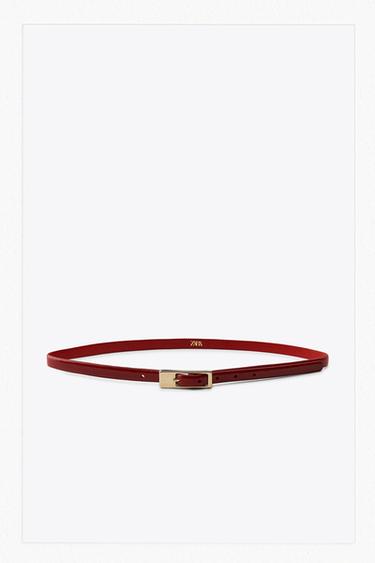 THIN LEATHER BELT - Red by Zara