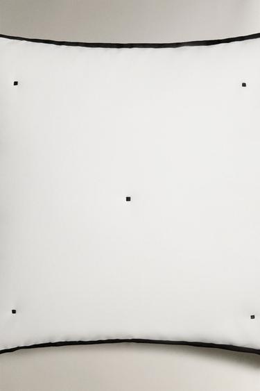 SATEEN CUSHION COVER FOR QUILTS WITH QUILTED POLKA DOTS - Ecru / Black by Zara - Image 2