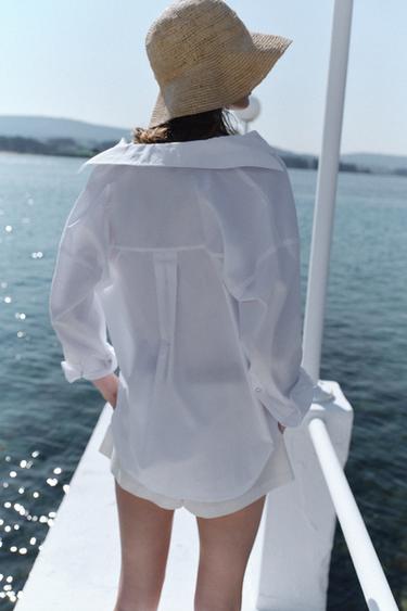 CHEMISE BASIQUE EN POPELINE - Blanc de Zara - Image 4