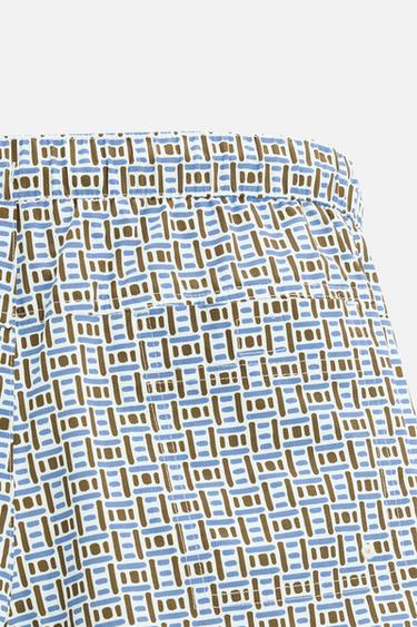 GEOMETRIC PRINT REGULAR SWIMMING TRUNKS - Ecru by Zara - Image 9