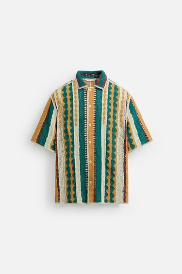 Zara 鉤針結構襯衫 - 綠色