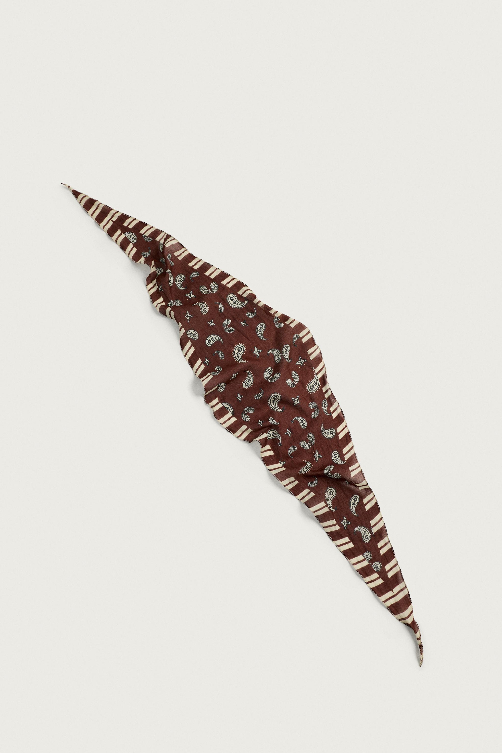 LONG MIXED PRINT BANDANA — Burgundy