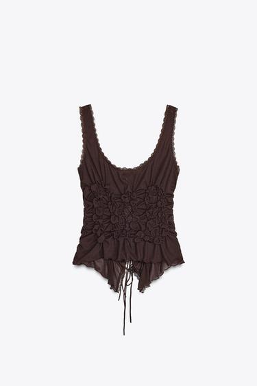 TOP À PLIS ET NŒUDS - Chocolat de Zara - Image 4