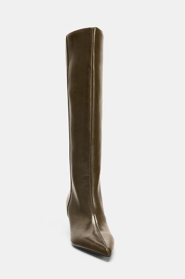 BOTTES À TALONS KITTEN HEEL - Vert kaki de Zara - Image 4