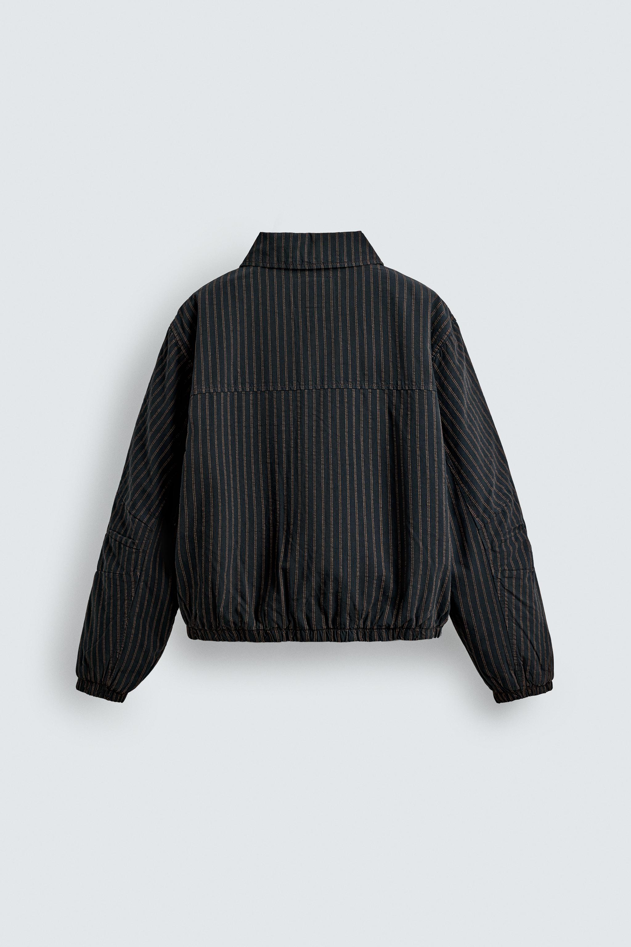 STRIPED CROPPED FIT JACKET - Blue | ZARA Turkey