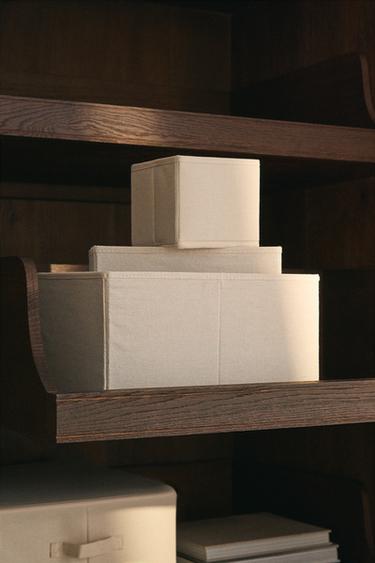 FOLDABLE COTTON STORAGE BOX - Light beige by Zara