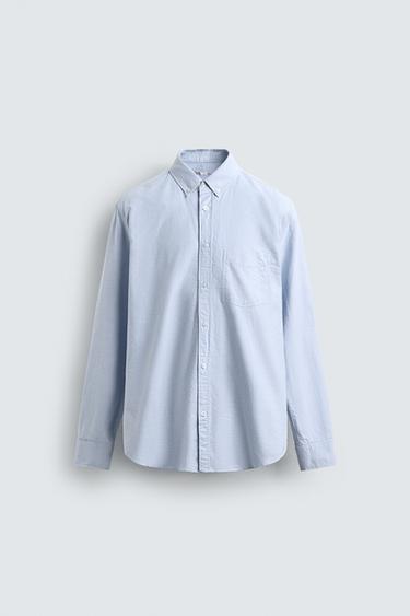 Zara REGULAR FIT OXFORD SHIRT - Sky blue