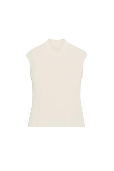TOP SOFT CUELLO ALTO - Blanco roto de Zara