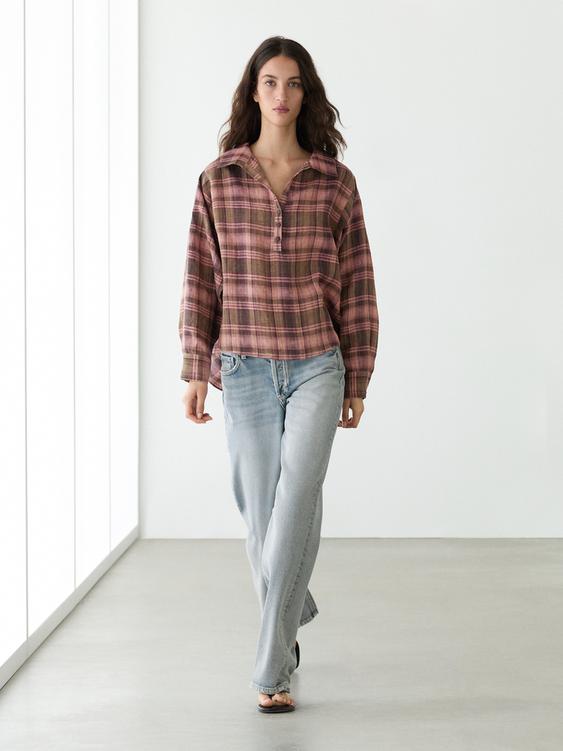 Flowing 100% linen check shirt from Zara - $180