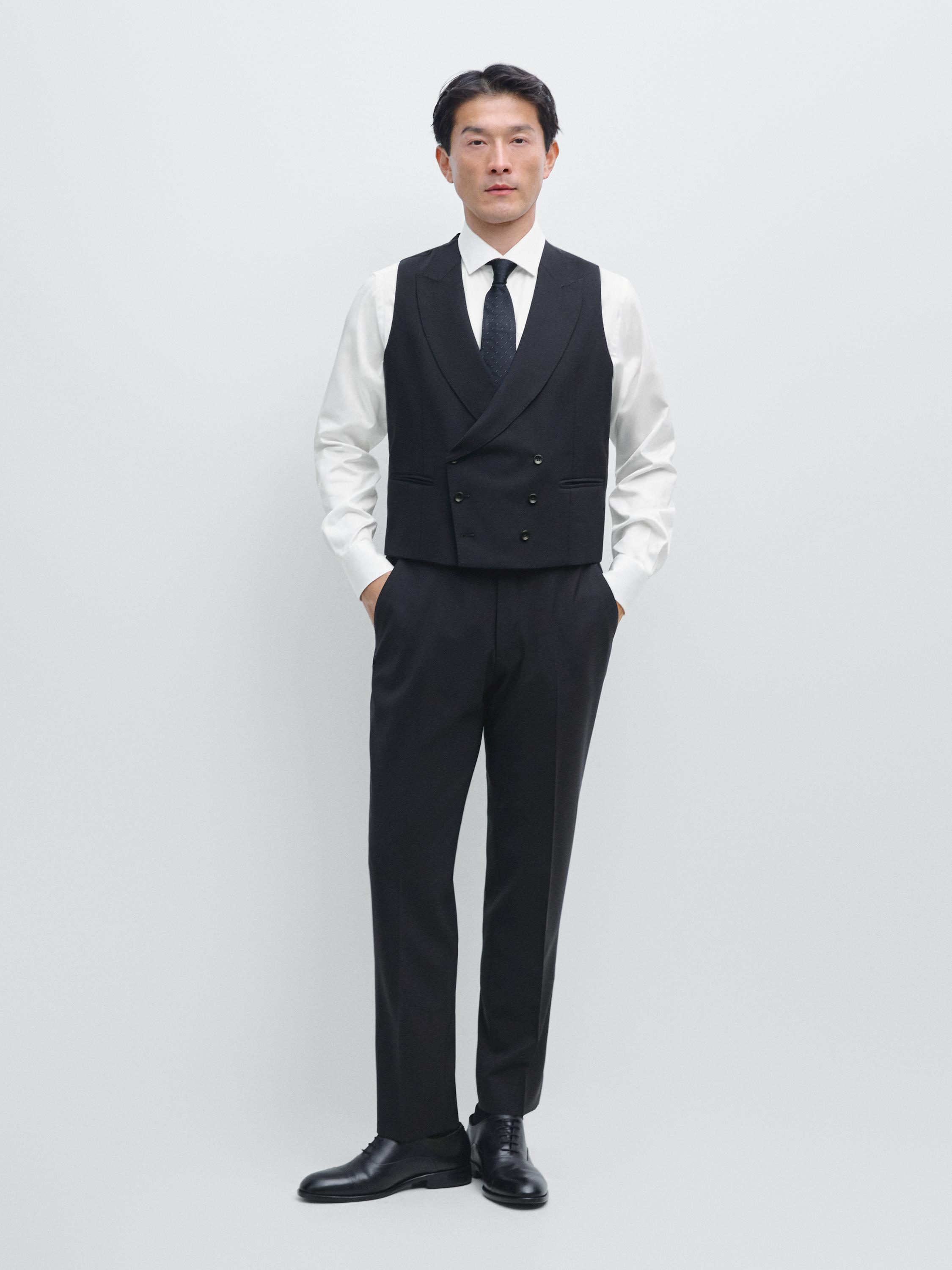 Pantalon de costume en laine froide mélangée