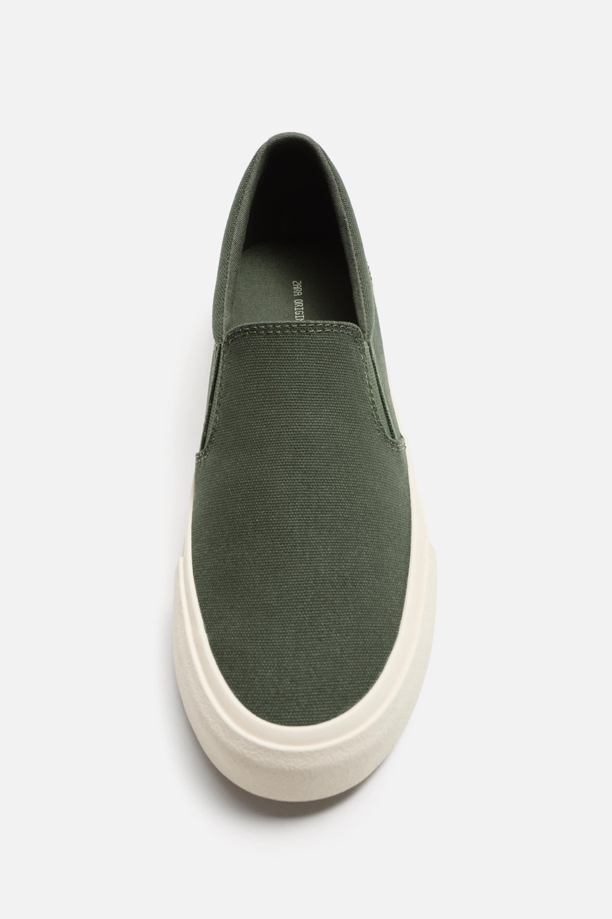 FABRIC LACELESS SNEAKERS Green ZARA United States