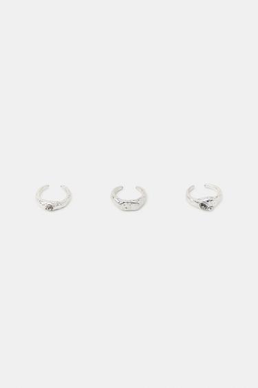 PACK OF 3 ORGANIC TOE RINGS - Silver by Zara - Image 0