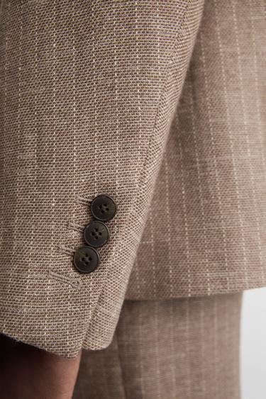 BLAZER COSTUME STRUCTURÉ RAYURES - marron-vison de Zara - Image 6