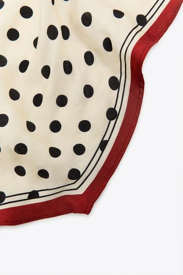 SATIN POLKA DOT MINI BANDANA - Ecru by Zara - Image 2