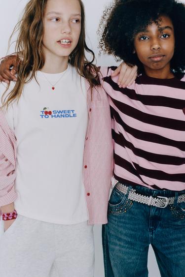 STRIPED SHIRT WITH CONTRAST NECK RIB T-SHIRT PACK - Red by Zara